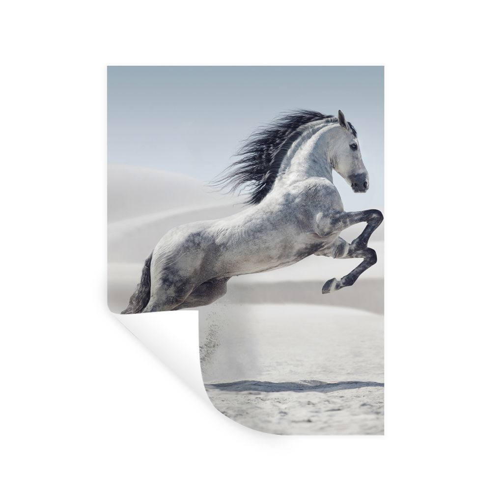 MuchoWow Wandtattoo Wandsticker Wandaufkleber Pferd - Tiere - Sand - Natur 120x160 cm Selbstklebend und Repositionierbar - Wierderverwendbar - Se...
