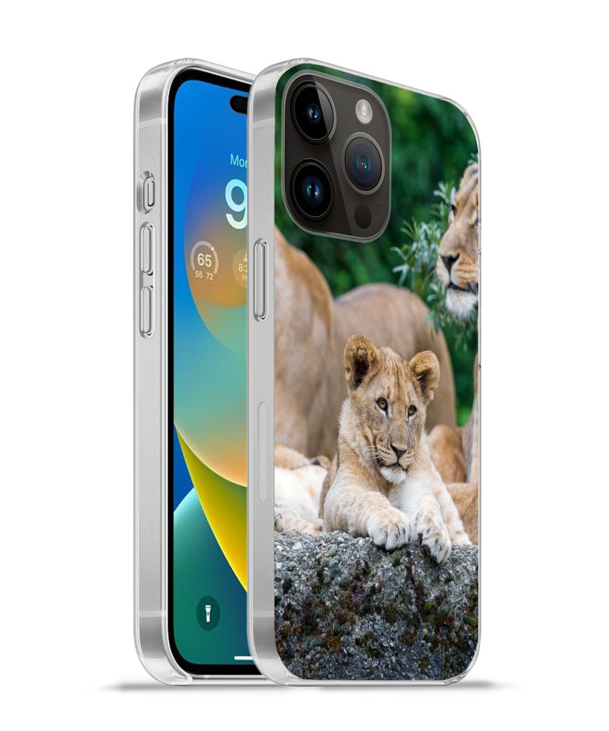 MuchoWow Handyhülle Schutzhülle Hülle für Apple iPhone 14 Pro Max Löwen - Tiere - Jungtiere Silikon Softcase Handy Hülle - Hardcover