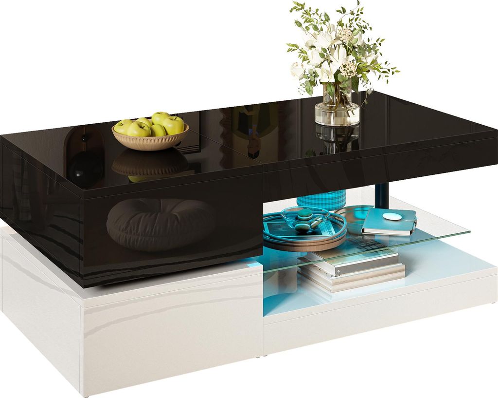Sweiko Moderner Couchtisch mit LED-Ambientebeleuchtung, Produktbild 