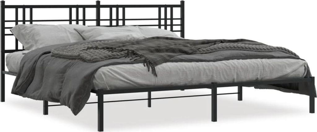 Maison Exclusive - Bettgestell mit Kopfteil Metall Schwarz 183x213 cm