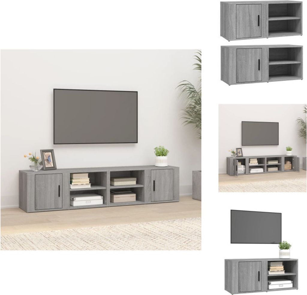 vidaXL TV-Schränke 2 Stk. Grau Sonoma 80x31,5x36 cm Holzwerkstoff - TV-Möbel