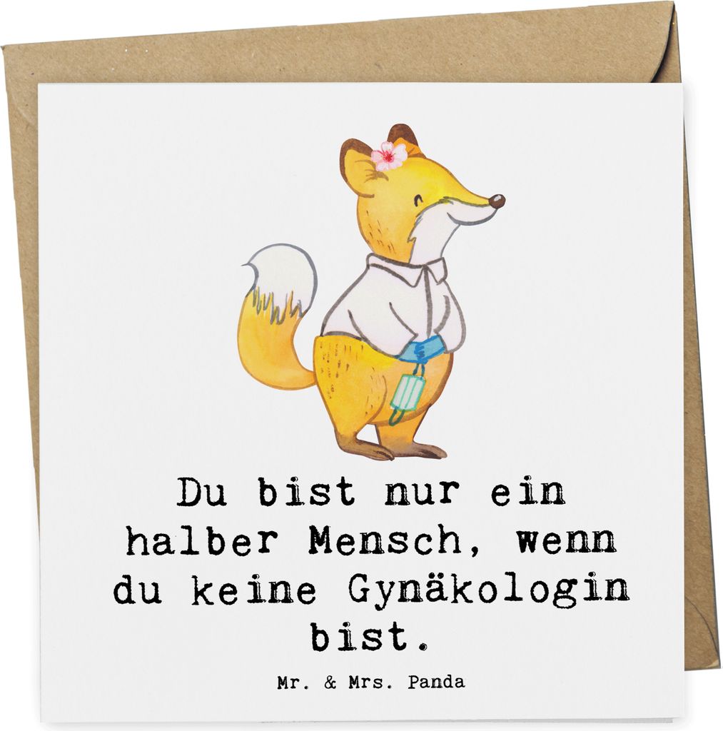 Mr. & Mrs. Panda Grußkarte Gynäkologin Herz - Weiß - Geschenk, Frauenarzt nach Geburt, Glückwunschkarte, doppelkarte, Beruf, Klappkarte, faltka...