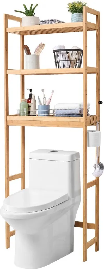 Étagère salle de bain à 3 niveaux gain de place - Rangement toilette blanc