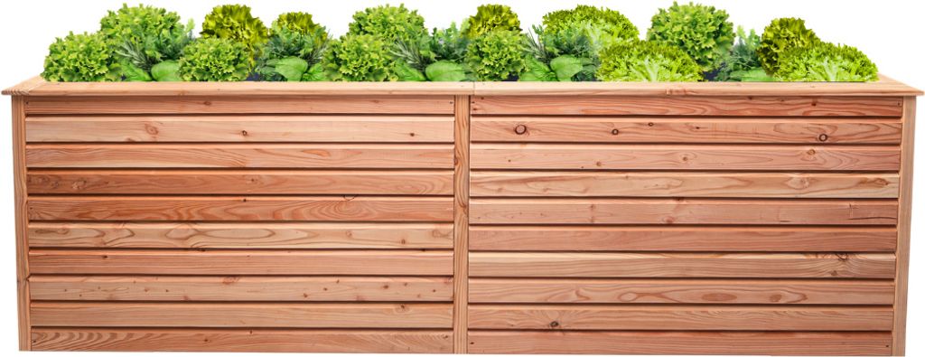 Hochbeet aus Lärche Rhombus XL, ca. 232 x 80 x 73 cm , 1350 Liter Fassungsvermögen für Garten, Terrasse und Balkon, Naturbelassen