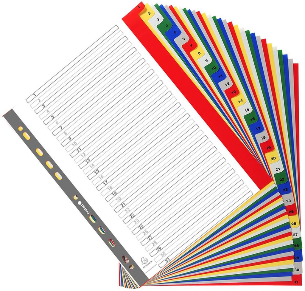 EXACOMPTA Kunststoff-Register Zahlen DIN A4+ 31-teilig