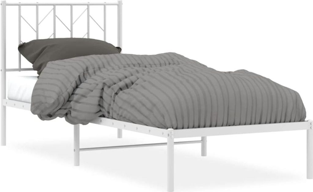 vidaXL Bettgestell mit Kopfteil Metall Weiß 80x200 cm