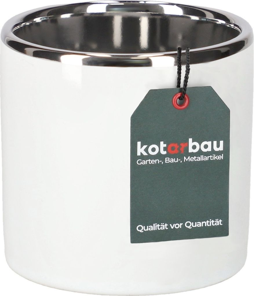 KOTARBAU® Keramik-Blumentopf Zylinder Weiß Silber ⌀ 80 mm Produktbild 