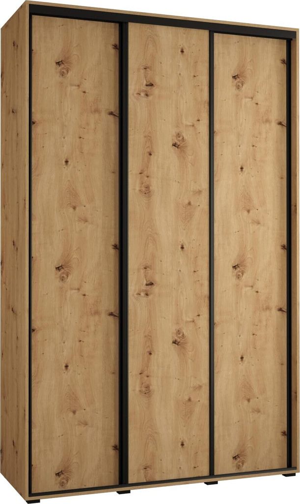 MEBLE KRYSPOL Cannes 1 Schrank mit 3 Schiebetüren - 205,2x160x45 cm - Artisan Artisan Schwarz