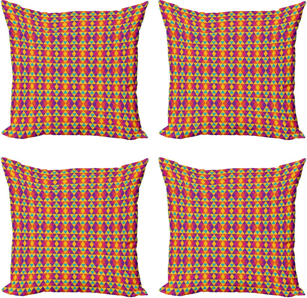 ABAKUHAUS Geometrisch Kissenbezug Set (4 Stück), Rhombus und Triangles, Moderner Doppelseitiger Digitaldruck, 45 cm x 45 cm, Mehrfarbig