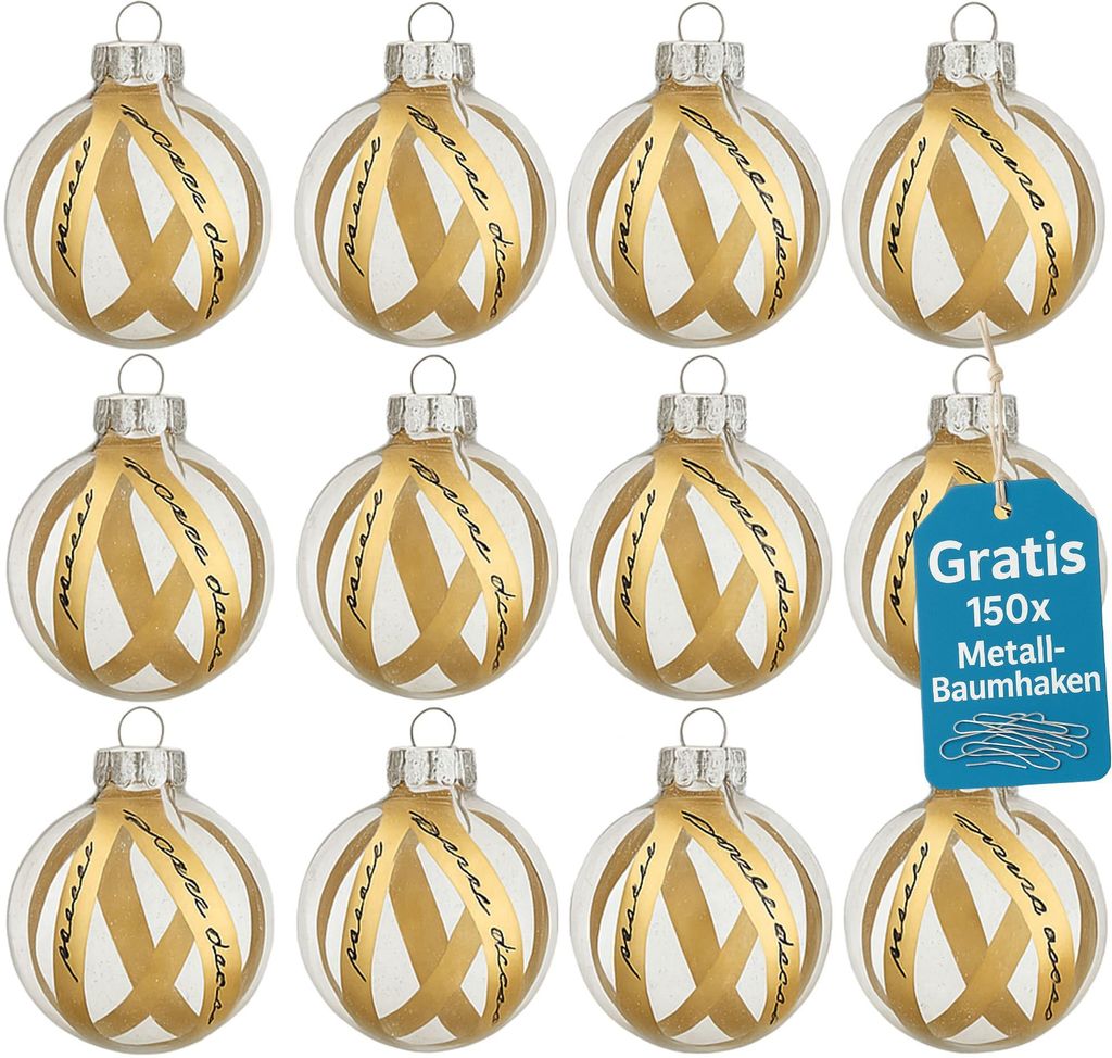 Weihnachtskugeln Klar 12er Set Glas Christbaumkugeln Christbaumschmuck Kugeln