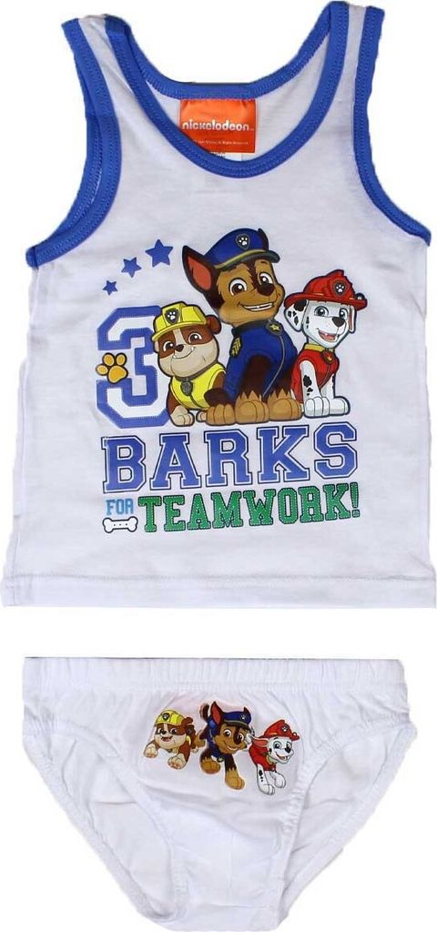 PAW Patrol 2tlg. Set Jungen Unterwäsche Hemd Slip weiß (122/128)