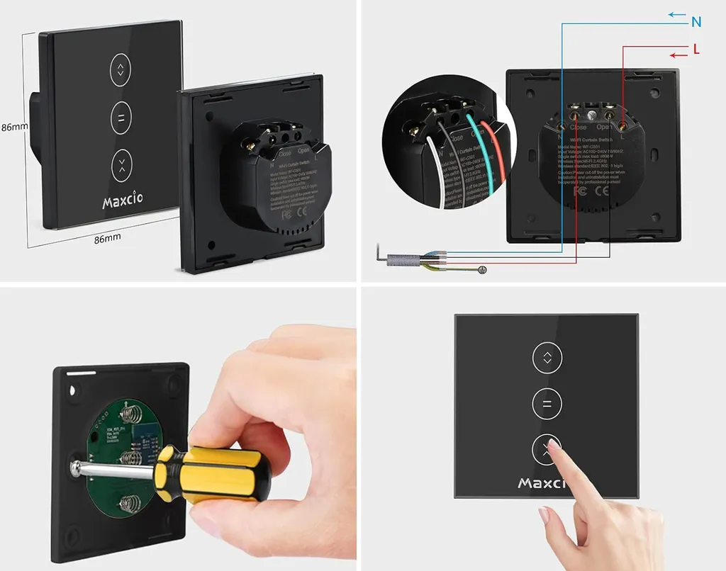 Interrupteur Volet Roulant WiFi 10A Maxcio - Programmable et Tactile - 6