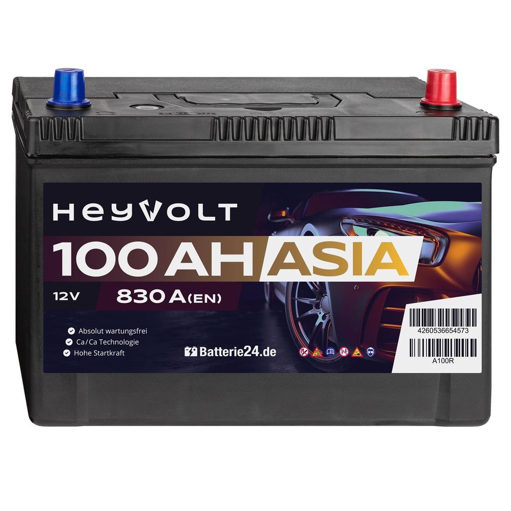 HeyVolt ASIA Autobatterie A100R 12V 100Ah Produktbild 