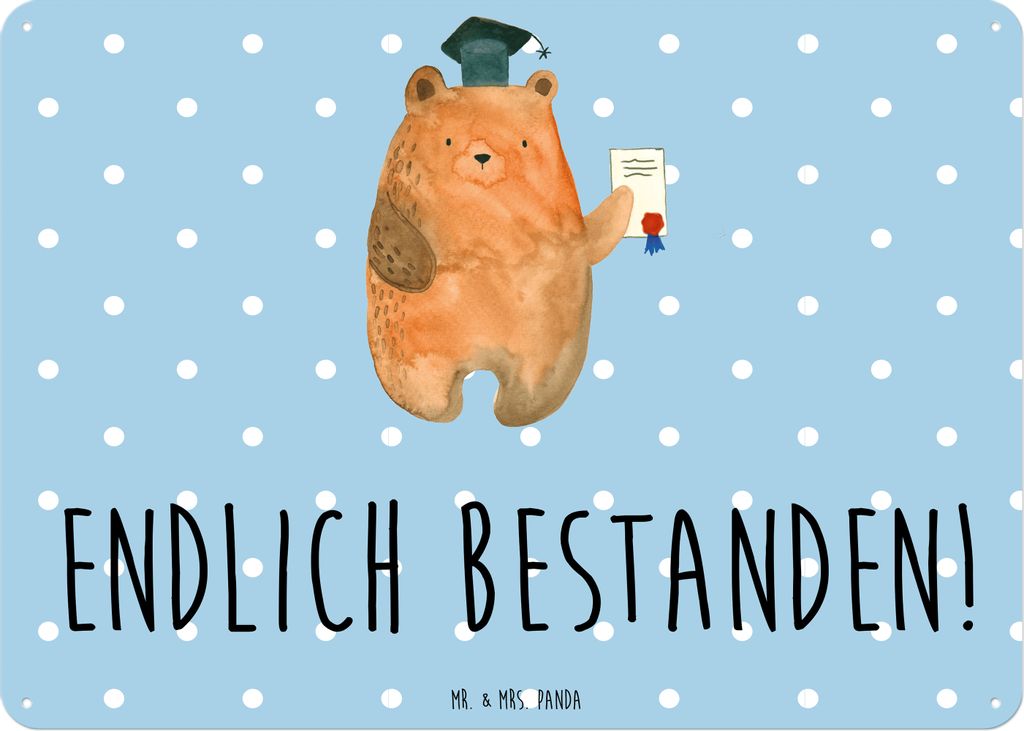 Mr. & Mrs. Panda tafel Bär Prüfung DIN A6 - Blau Pastell - Geschenk, Teddy, Schild, Türschild, Abschlusszeugnis, Prüfungen, Abschluss, Magnetsc...