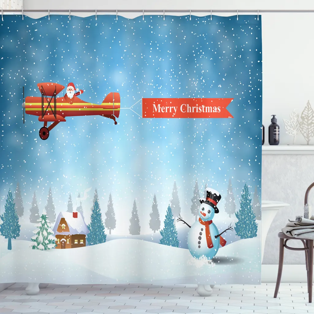 Tenda da Doccia Natalizia ABAKUHAUS - Babbo Natale Airline 175x180