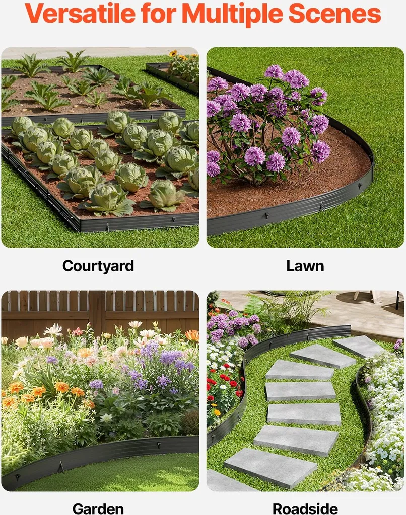 Bordure paysagère flexible en métal inoxydable - 8 sections 183 cm