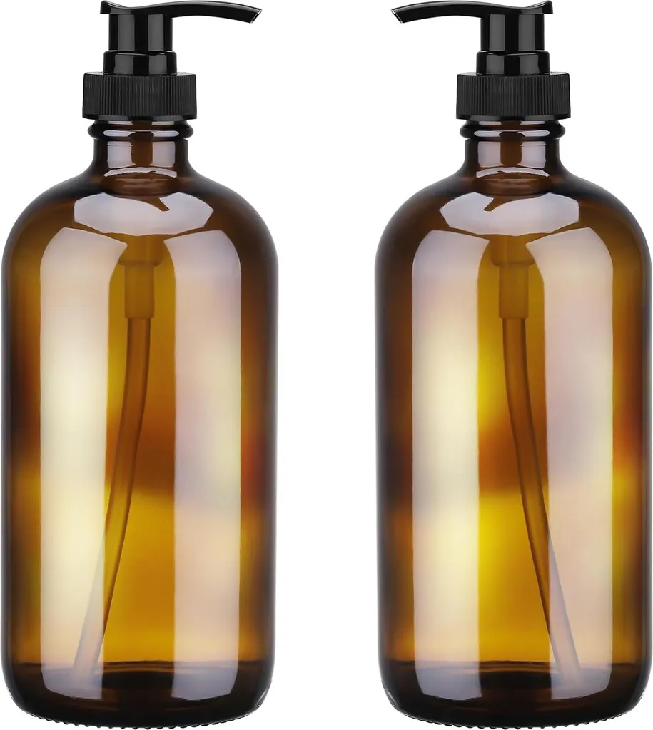 VD WEIDE Distributeur Savon Ambre 500ml - Lot de 2 Flacons avec Pompe