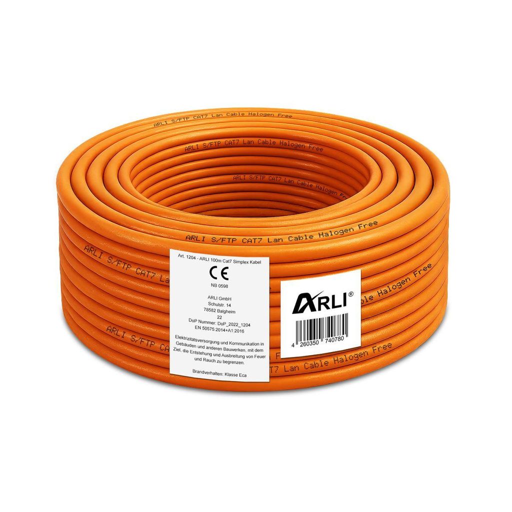 ARLI Cat7 100m Verlegekabel S/FTP PIMF Halogenfrei Netzwerkkabel