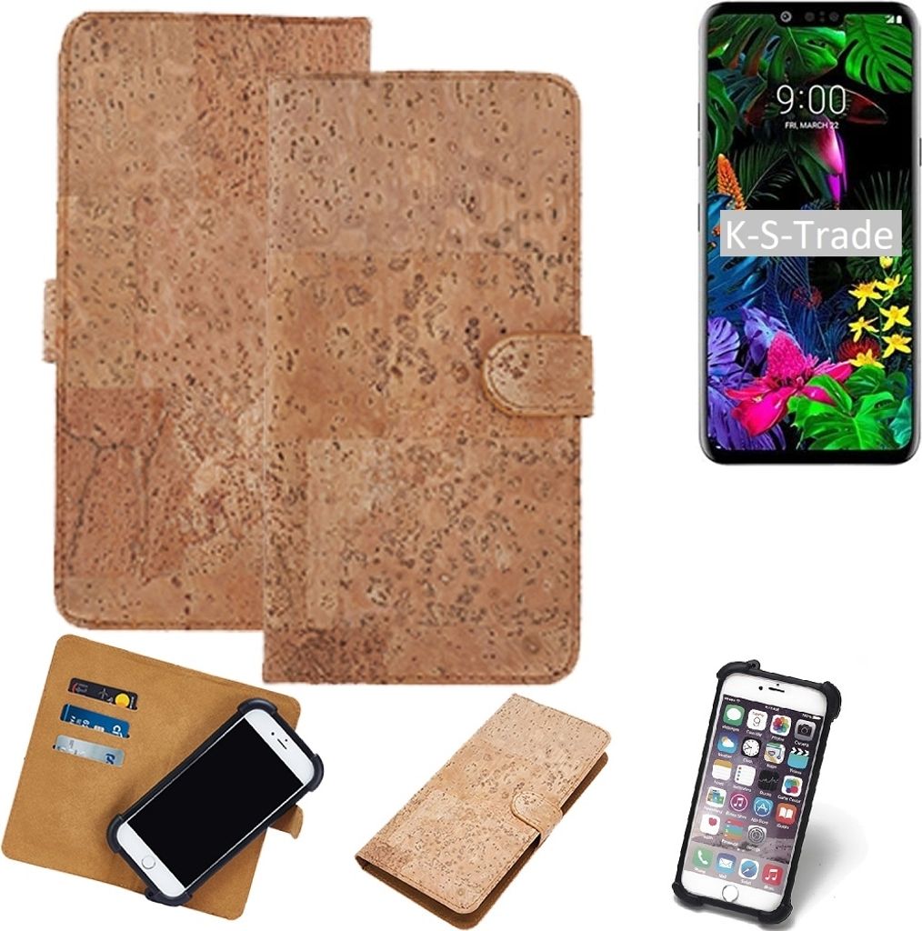 K-S-Trade Hülle kompatibel mit LG Electronics V50 ThinQ 5G Kork Handyhülle Cover Schutzhülle TPU Case Bumper in Hellbraun, (1x)