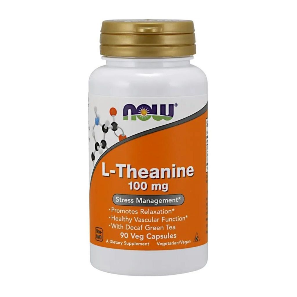 NOW Foods l-theanine, 100mg, met groene thee, 90 capsules Productafbeelding 