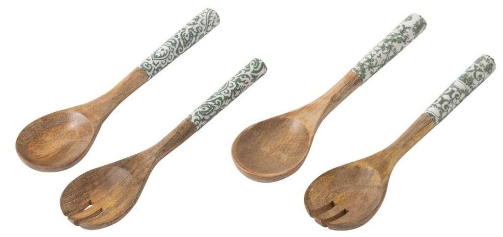J-Line Salatbesteck Mango-Holz Grün/Weiß Sortiert 2