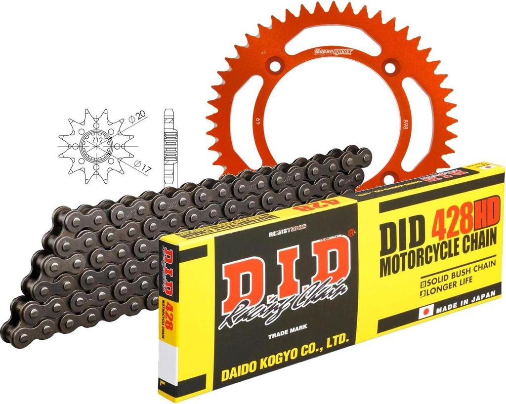 Kit Alu (orange) passend für KTM SX85 (19''/16'') 03-17 14-49-122 DID428HD Clip