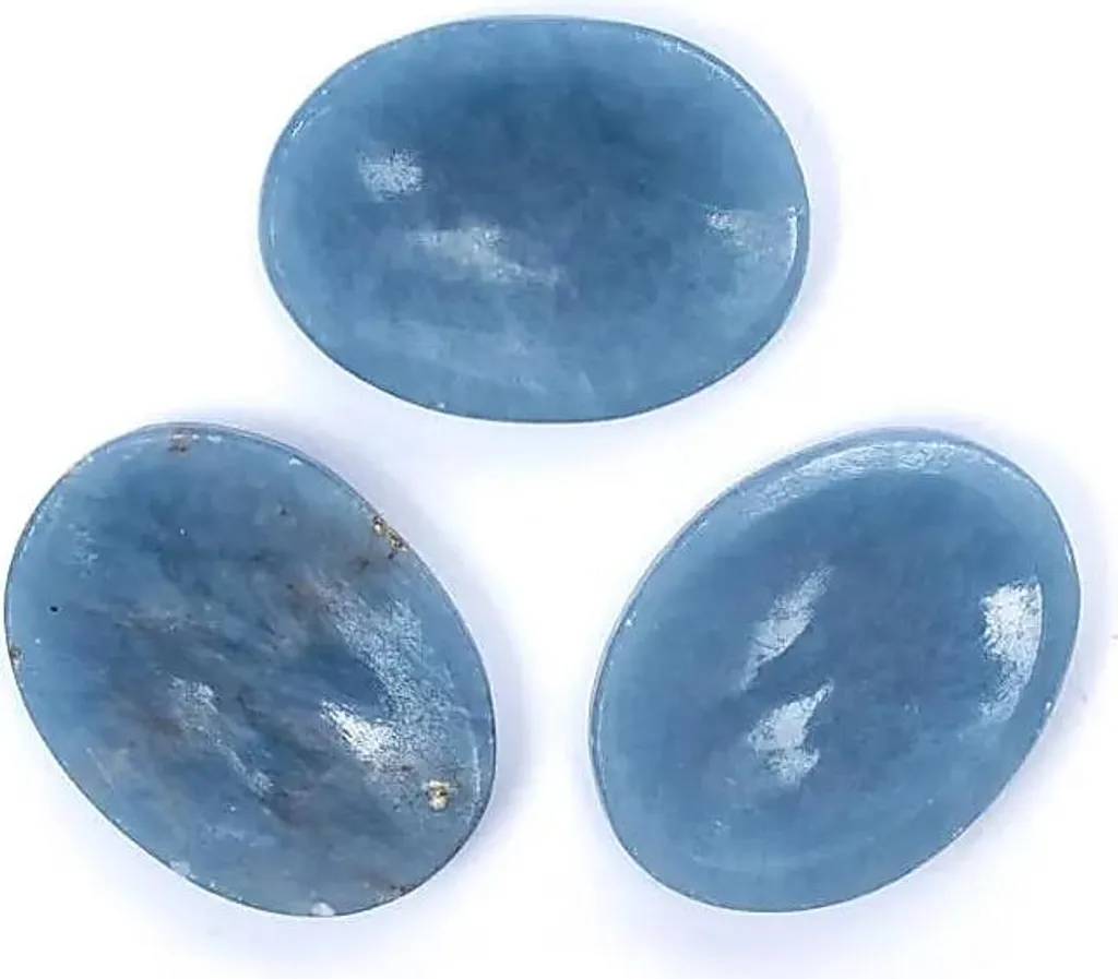 Lot de 3 Pierres Angelite pour Méditation et Gestion du Stress 4,5 cm