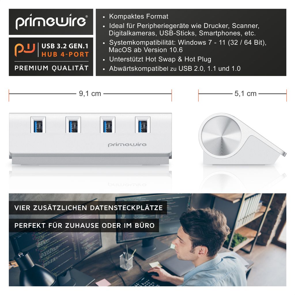 Primewire Hub attivo a 7 porte USB 3.2 Gen1 con alimentatore - Digitec