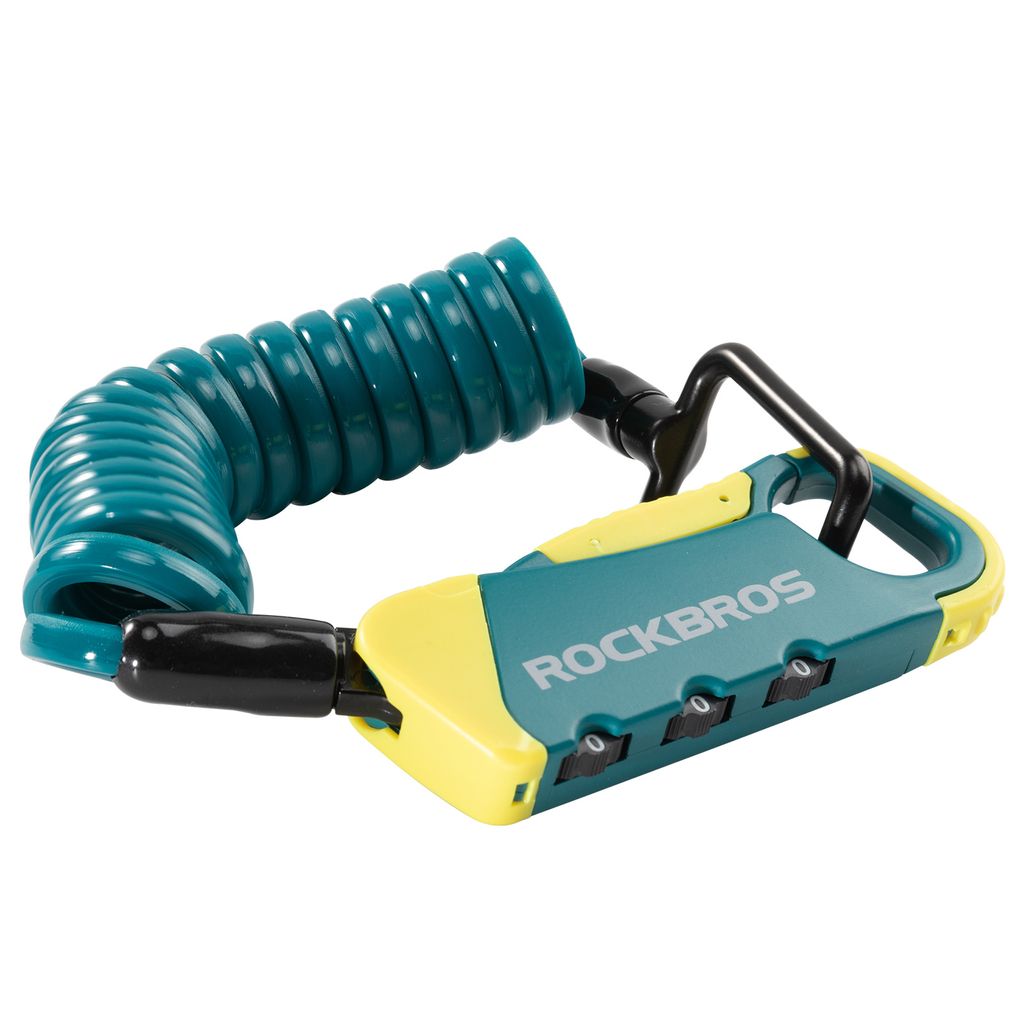 ROCKBROS Fahrrad Mini Helmschloss Kabelschloss Tragbar Zahlenschloss 3 Stellig Blau-gelb