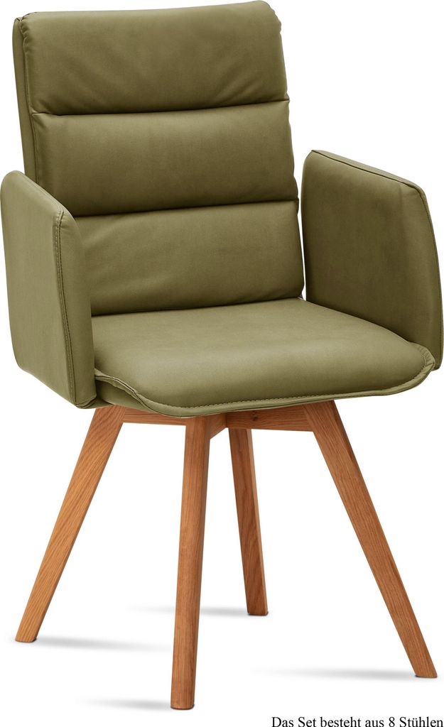 Armlehnstuhl (8er-Set) Dodie 52x92x60 Eiche geölt/Olivgrün