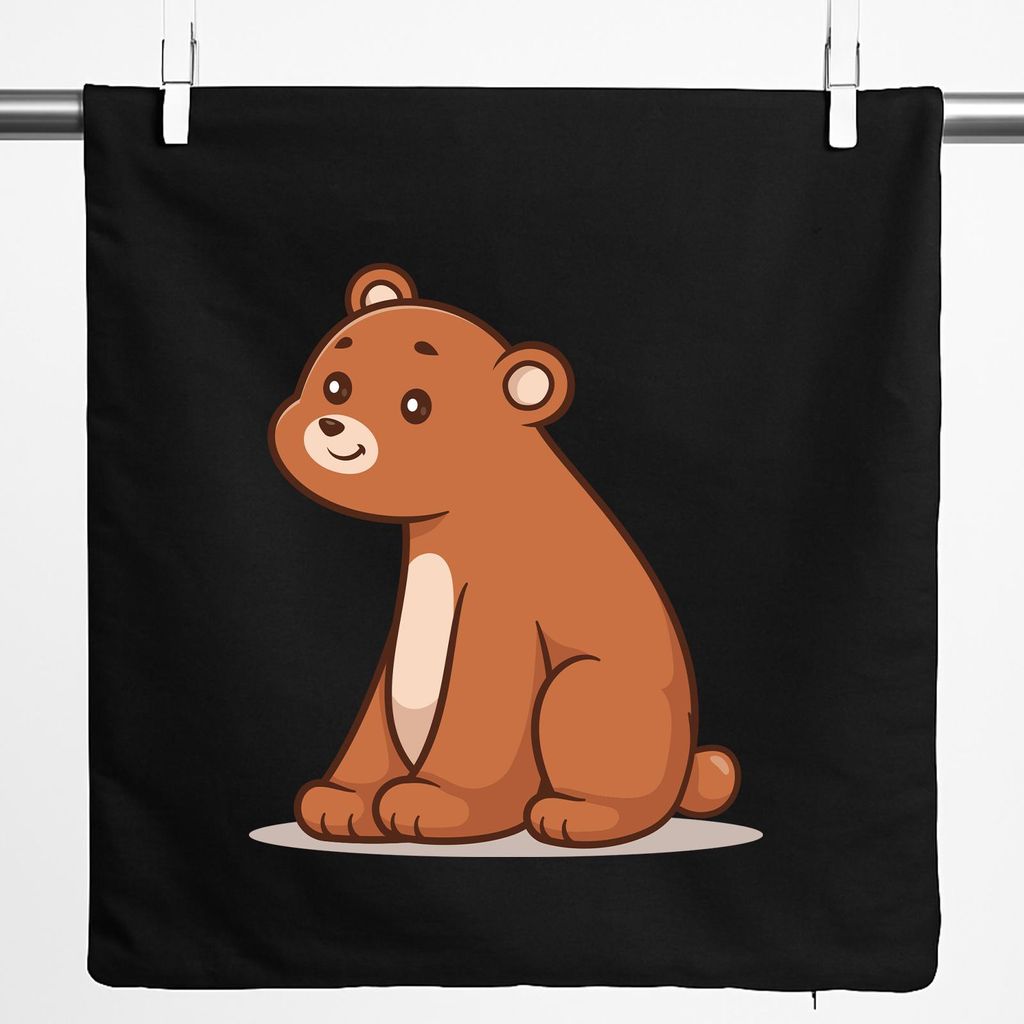 Huuraa Kissenbezug Bär Comic 40x40cm Black Baumwolle Dekokissenbezug Geschenkidee