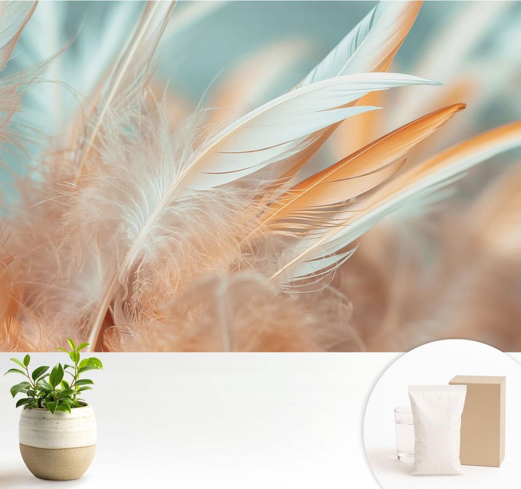 Fototapete - 104x70 cm - Tapete - Wandtapete - Wandbilder - Dekofolie - Tapete Folie - Wand - Dekoration - Wohnzimmer - Zarte Federn
