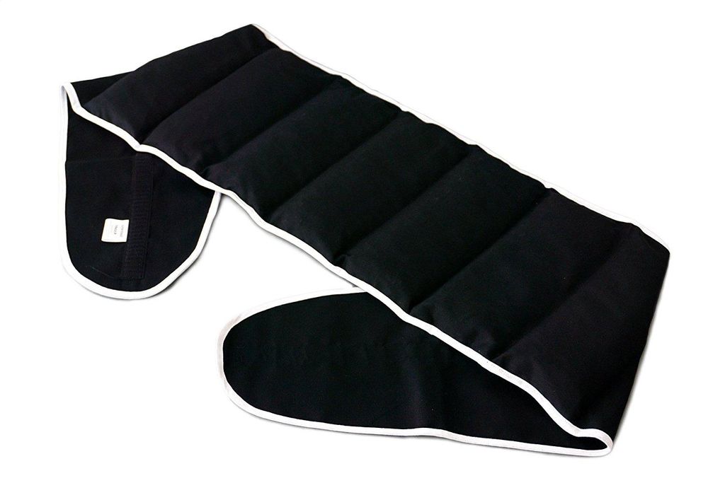 Bio-Dinkelkissen Wärmekissen Gürtel mit Klettverschluss - ca. 135cm - 7-Kammer - Rückenkissen Körnerkissen - schwarz