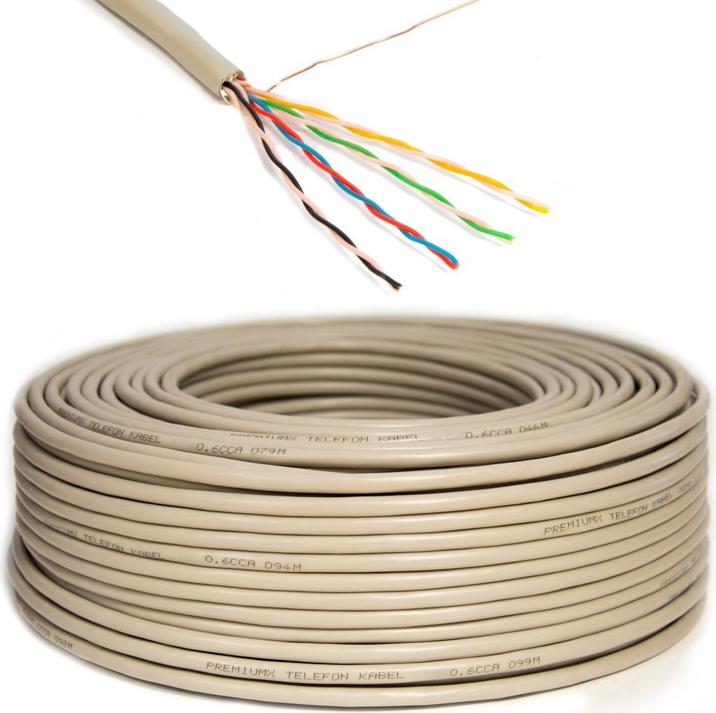 PremiumX 50m Telefonkabel 4x2x0,6mm J-Y(ST)Y Telefonleitung 8-Adern