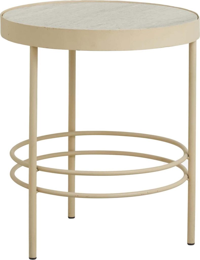 FURNLUX Beistelltisch Jungo Marmor Weiss Und Beige 50cm / Hauptfarbe: Beige / Abmessungen: 50 x 50 x 57 cm