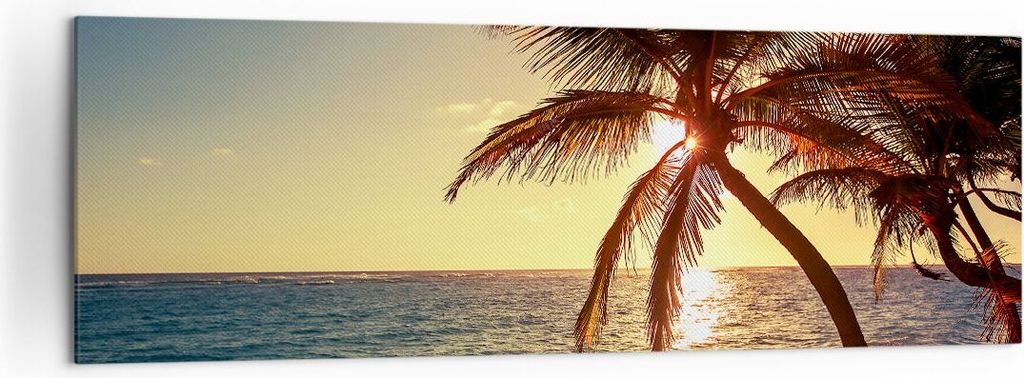 Bild auf Leinwand - Leinwandbild - Wolke exotischer Palm- Landschaft - 160x50cm - Wand Bild - Wanddeko - Leinwanddruck - Bilder - Kunstdruck - Lein...