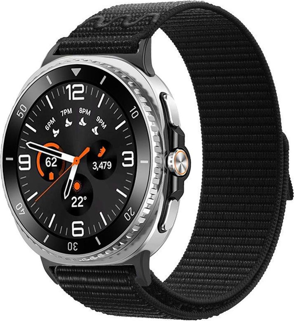 Für Samsung Galaxy Watch 8 / 8 Classic Nylon Armband mit Klettverschluss Schwarz