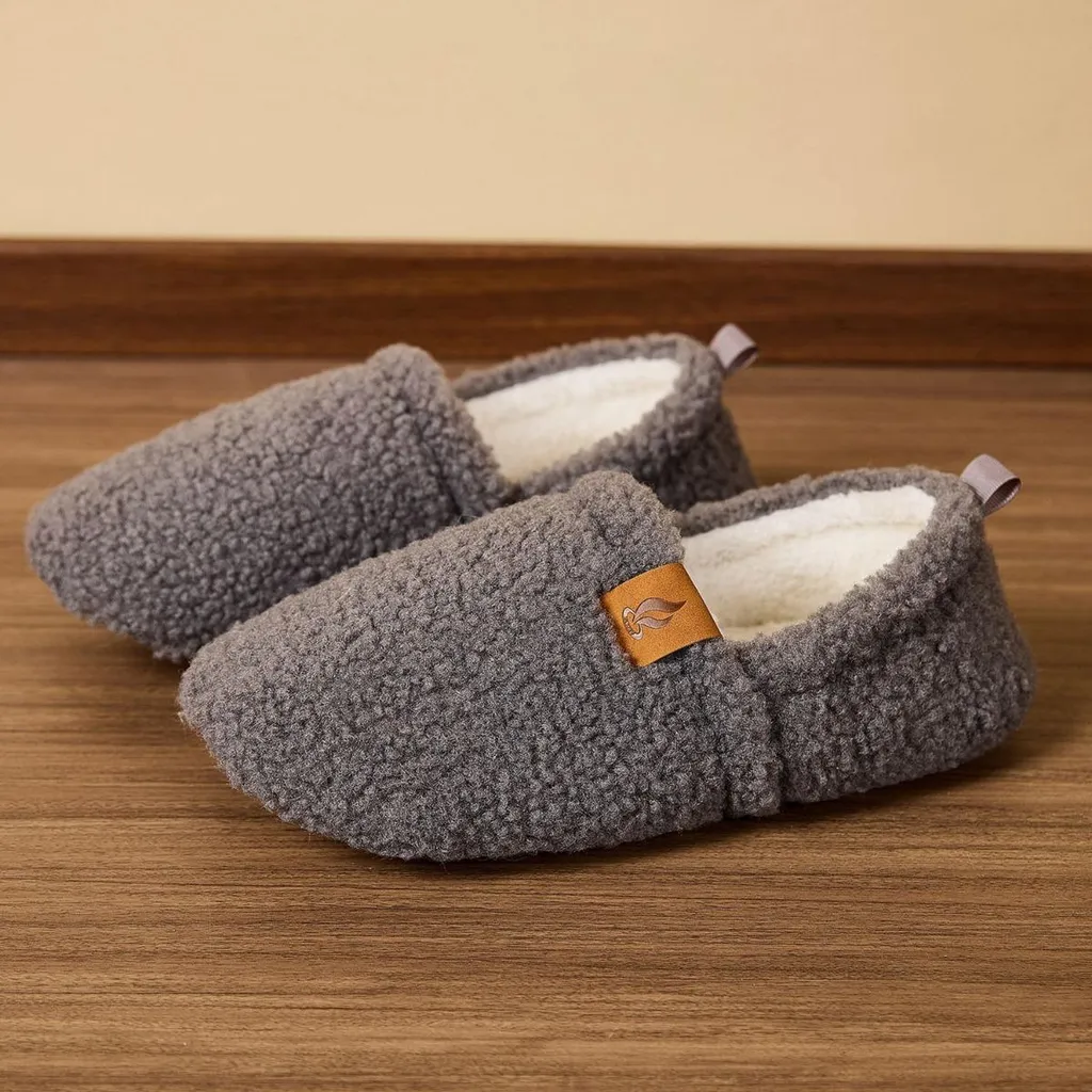 Pantofole Uomo In Lana E Cashmere - Invernali, Calde, Antiscivolo, Grigie, Taglia 42 2/3 EU