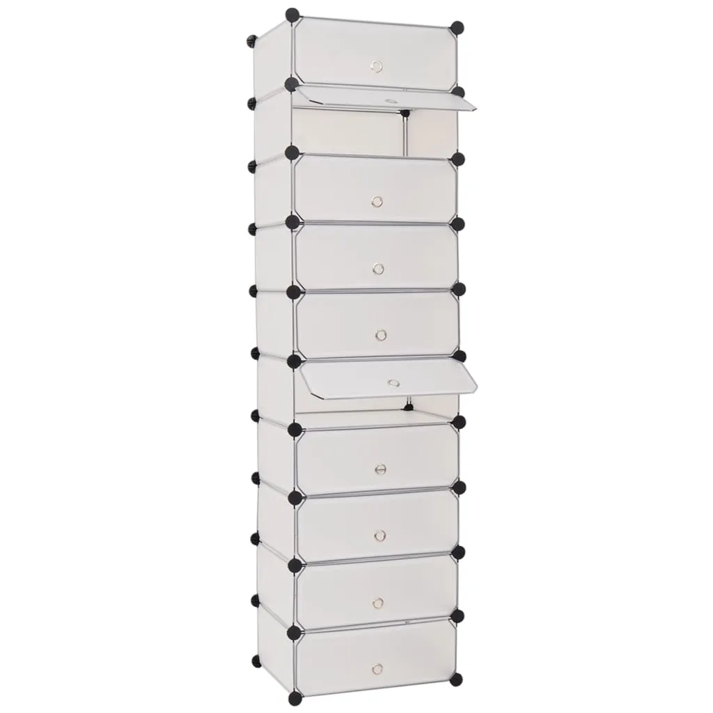 Meuble à chaussures 10 compartiments blanc design pliable compact - 2
