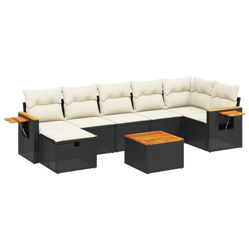 vidaXL 8-tlg. Garten-Sofagarnitur mit Kissen Schwarz Poly Produktbild 