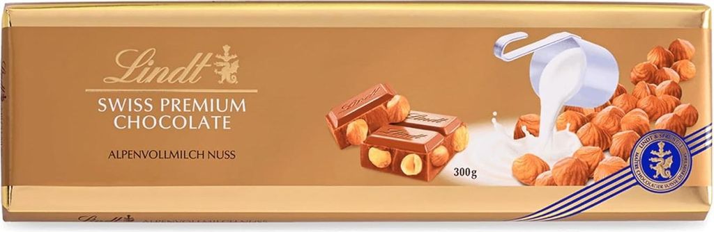 Lindt Swiss Premium Chocolate Vollmilch Nuss Tafel 300g Produktbild 