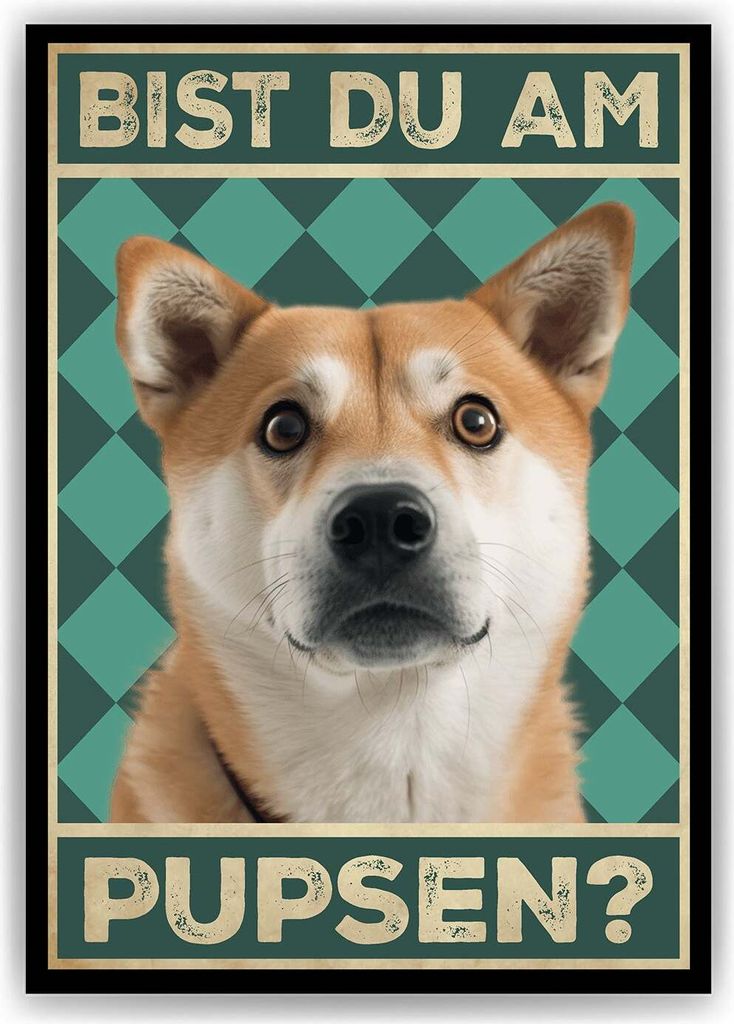 Akita Inu - Bist du am Pupsen? Hunde Poster Badezimmer Gästebad Wandbild Klo Toilette Dekoration Lustiges Gäste-WC Bild DIN A4 – DIN A4 (21x29....