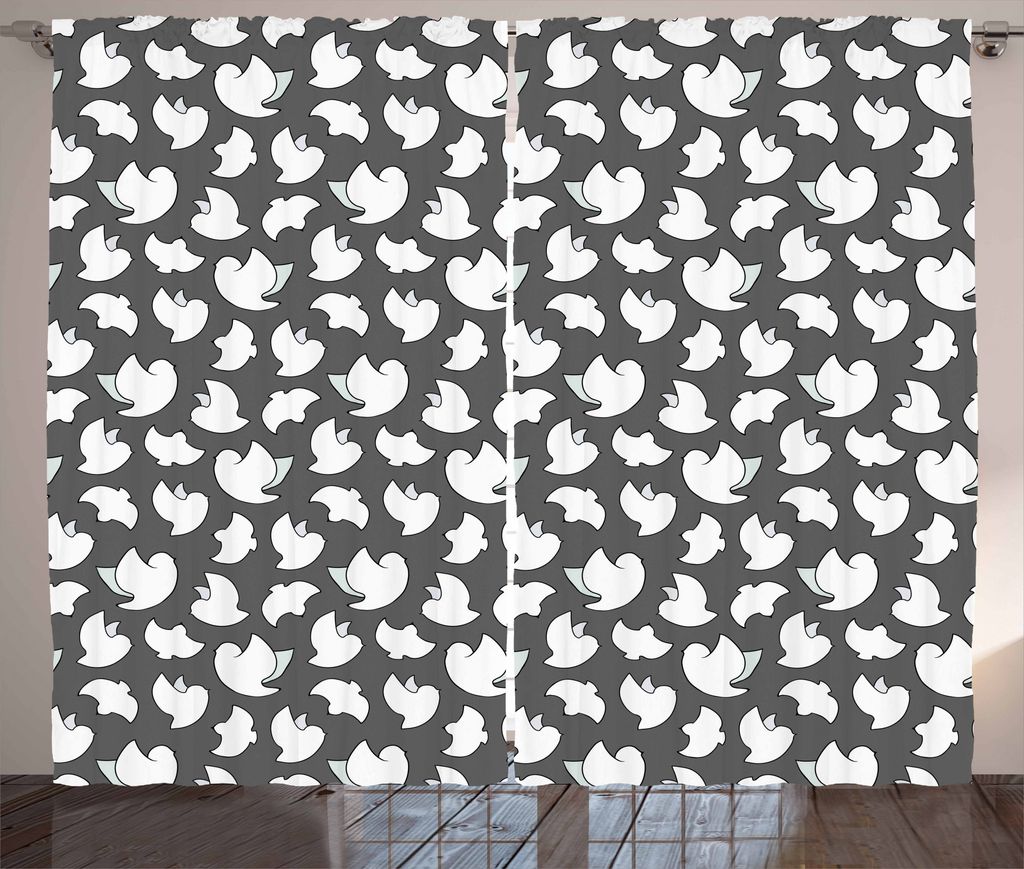 ABAKUHAUS Minimalistisch Rustikaler Gardine, Fliegende Tauben-Flügel, Schlafzimmer Kräuselband Vorhang mit Schlaufen und Haken, 280 x 175 cm, Cha...