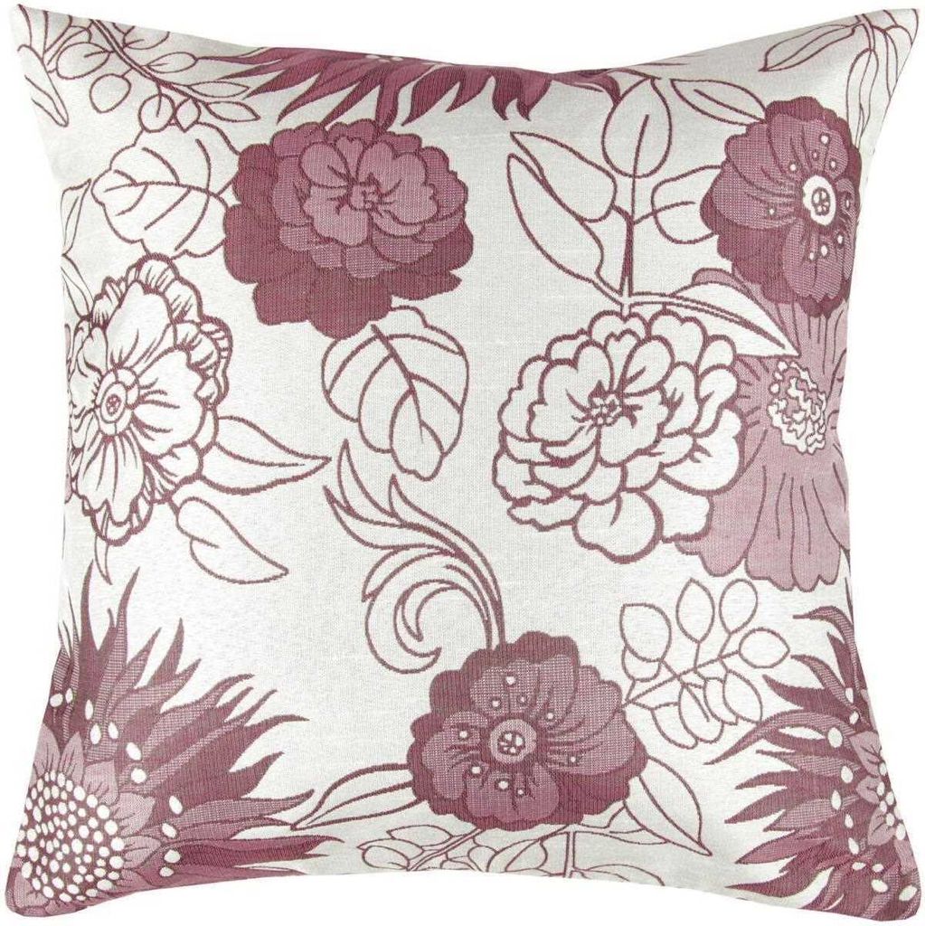Dekokissen 40x40cm Blumenmuster (Silbergrau - Bordeaux) Produktbild 