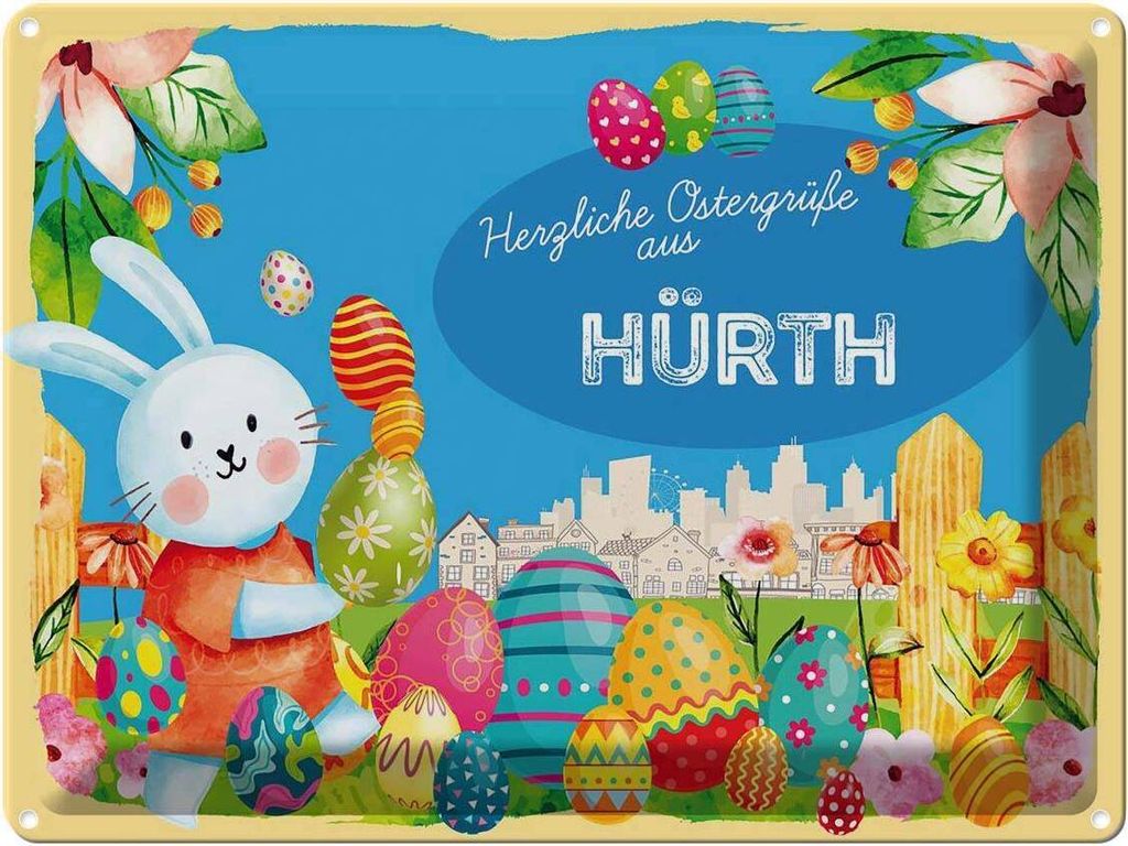 vianmo Blechschild 30x40 cm Ostern Ostergrüße HÜRTH Gruß