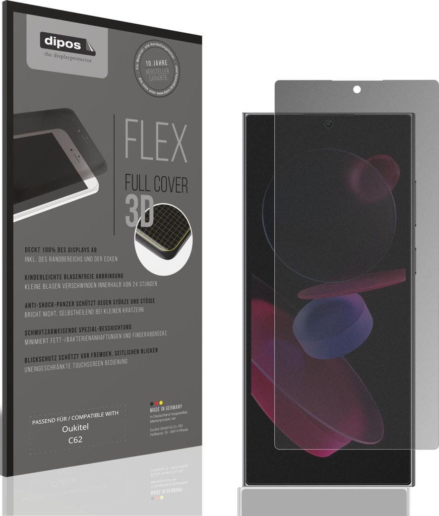 Full Cover Privacy Blickschutzfolie für Oukitel C62 Folie Anti-Shock