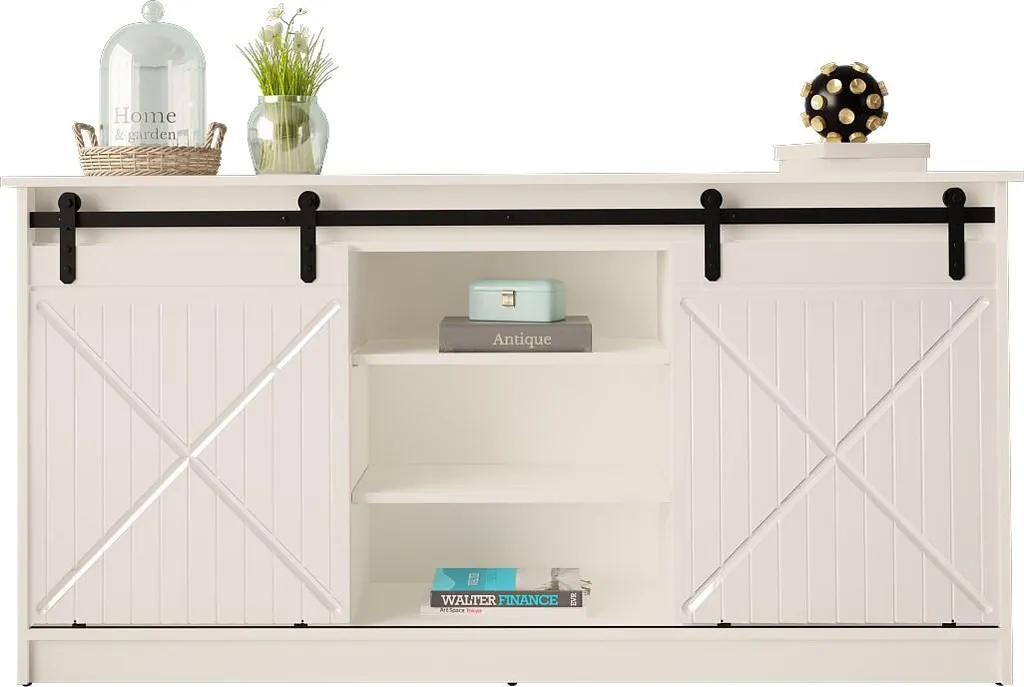 Commode blanc brillant design moderne 160 cm de large modèle Granero - 2