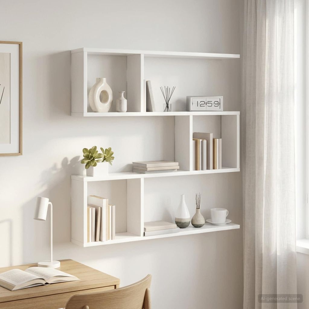 Möbel Wandregal Weiß 80 x 12 x 79,5 cm Holzwerkstoff - Produktbild 