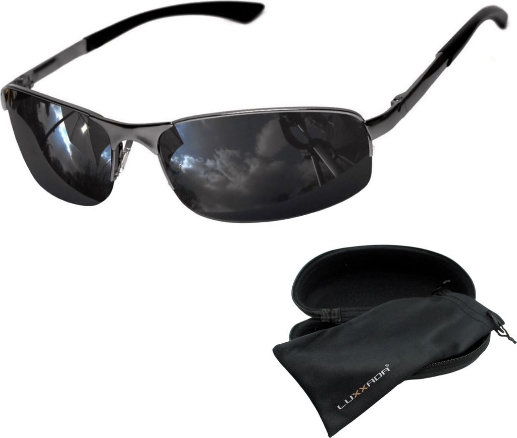 Sportliche Metall Sonnenbrille Herren Edelstahl Halbrahmen Produktbild 