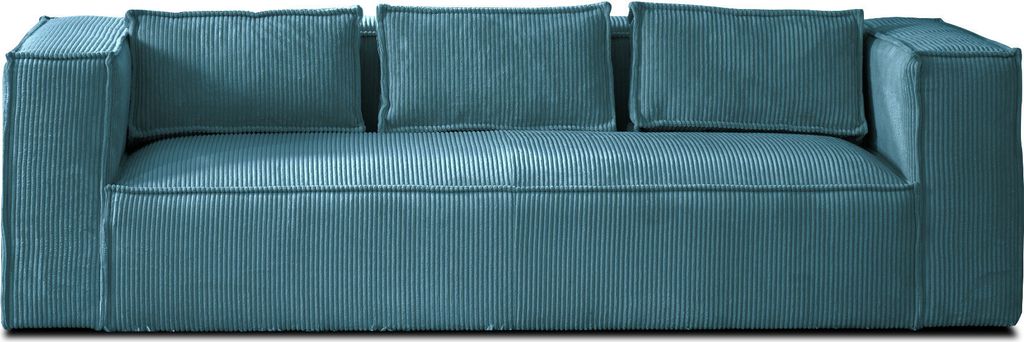 Lisa Design STELLA, 3-Sitzer Einzelsofa, aus Cord, moderner Stil , Entenblau